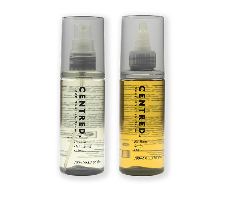Centred Haircare Unwind and En Root products