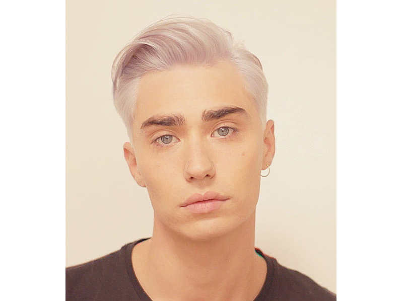 Image of a man with soft lilac coloured hair