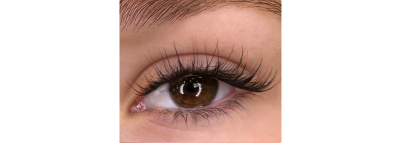 Close up of an eye wearing Natural Bonded lashes