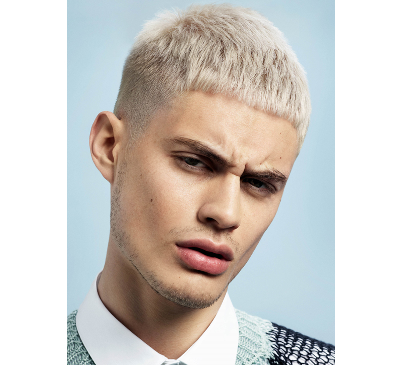 Man with platinum blonde coloured hair