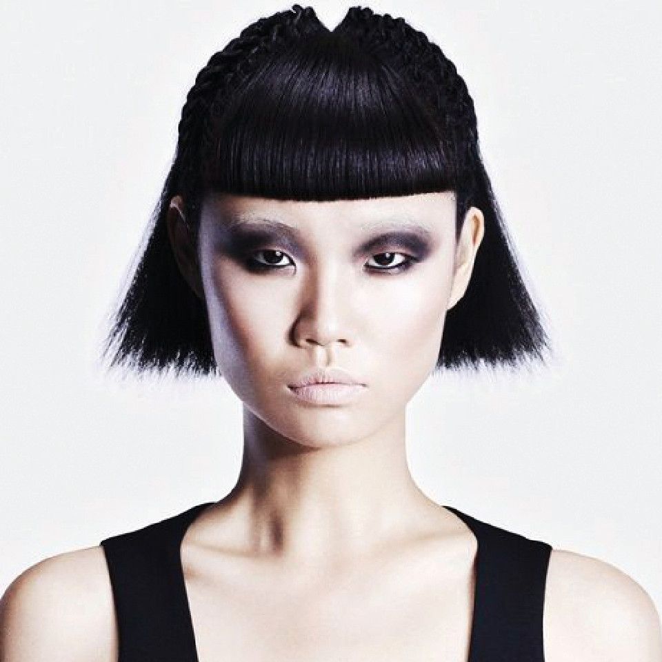 HOB photoshoot image of a female model with short black crimped hair