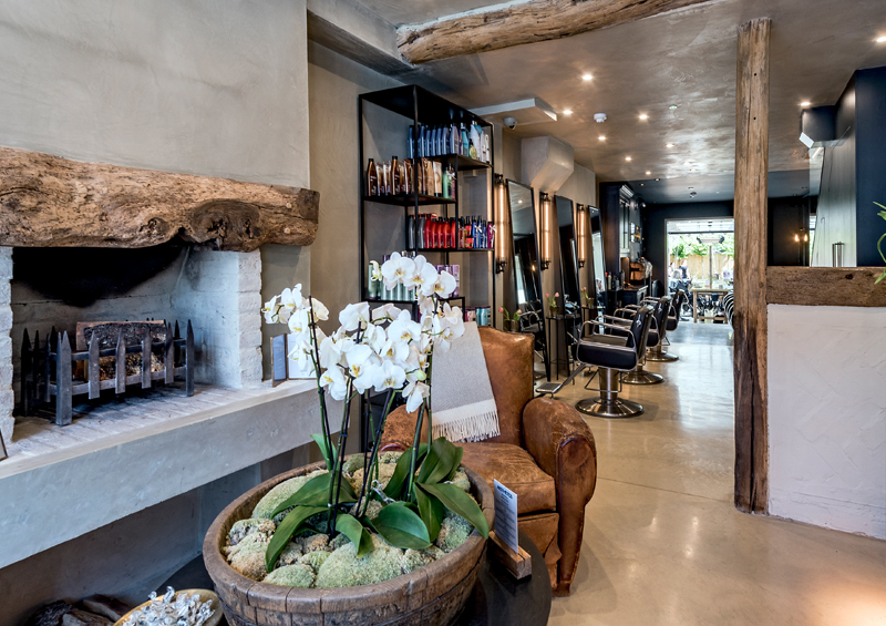 Aethetics salon's reception area and salon floor